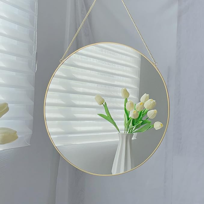 LONGWIN Hanging Wall Circle Mirror Decor Gold Geometric Mirror - Image 2