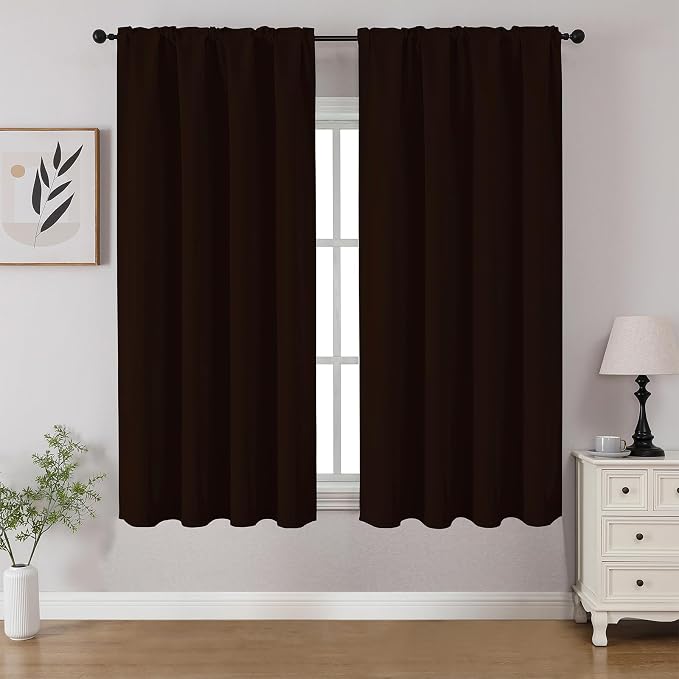 CUCRAF Blackout Curtains 45 inch Length 2 Panels Set, Rod Pocket Room Darkening by CUCRAF