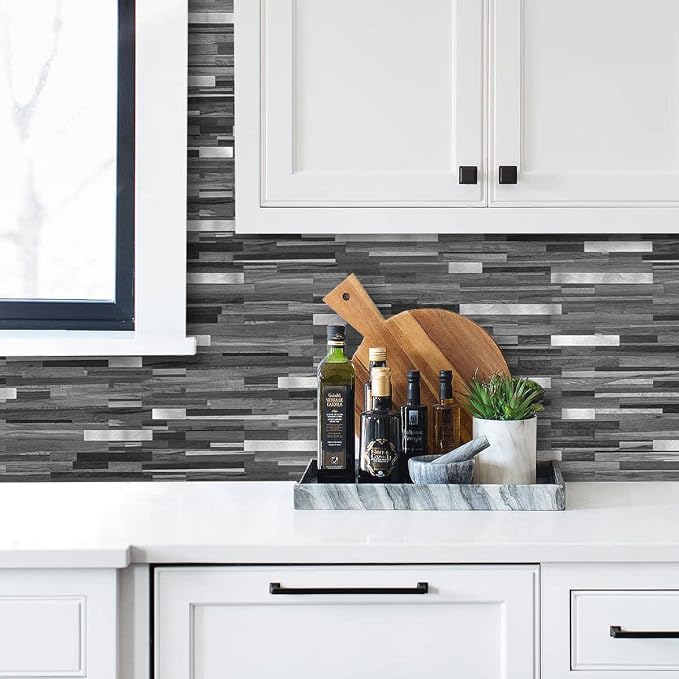 AULIGET Peel and Stick Backsplash, PVC Mixed Metal Stick on Bathroom Backsplash - Image 4