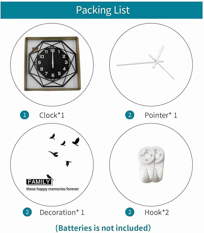 Modern Wall Clocks for Living Room Decor 12in Black Wall Clock Silent - Image 7
