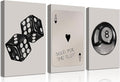 BOKPEN 3Pcs Black and White Poker Dice Canvas Wall Art Funky Retro Y2K Trendy by bokpen