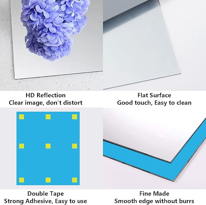 A2 Acrylic Mirror Sheet for Wall, 16.5" x 23.2" Large Rectangular Mirror Tiles - Image 3