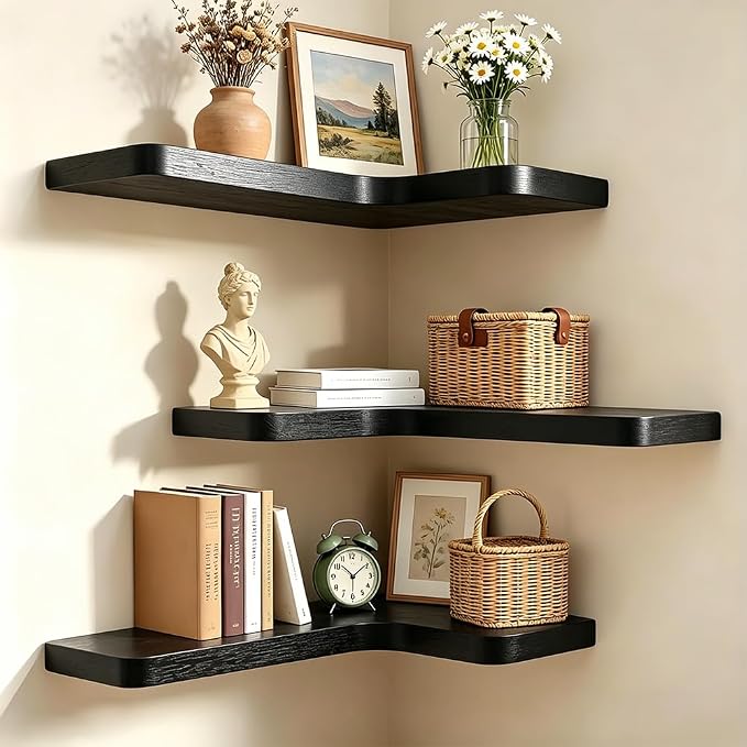 Floating Corner Shelves, Wall Shelf Set of 3, Shelves - Image 5