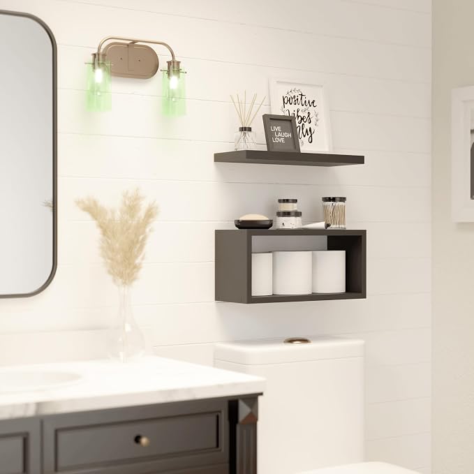 RICHER HOUSE Floating Shelves Bathroom, Above Toilet Bathroom Shelves, Wall - Image 5