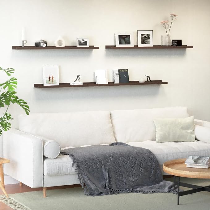 Boswillon 55.1 Inches Long Floating Shelves, 2 Set Rustic Wall Shelf - Image 2