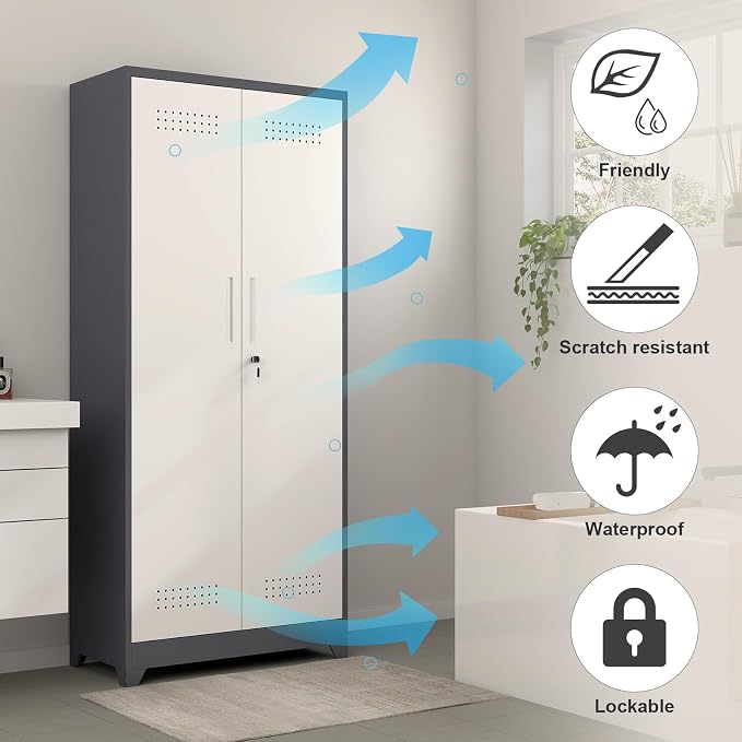 GREATMEET Metal Garage Storage Cabinet, Locking Utility Cabinet - Image 5