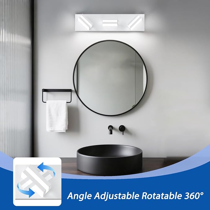 IZORRO LED Modern Bathroom Lights Fixtures, Matte White Acrylic Wall Lighting - Image 2
