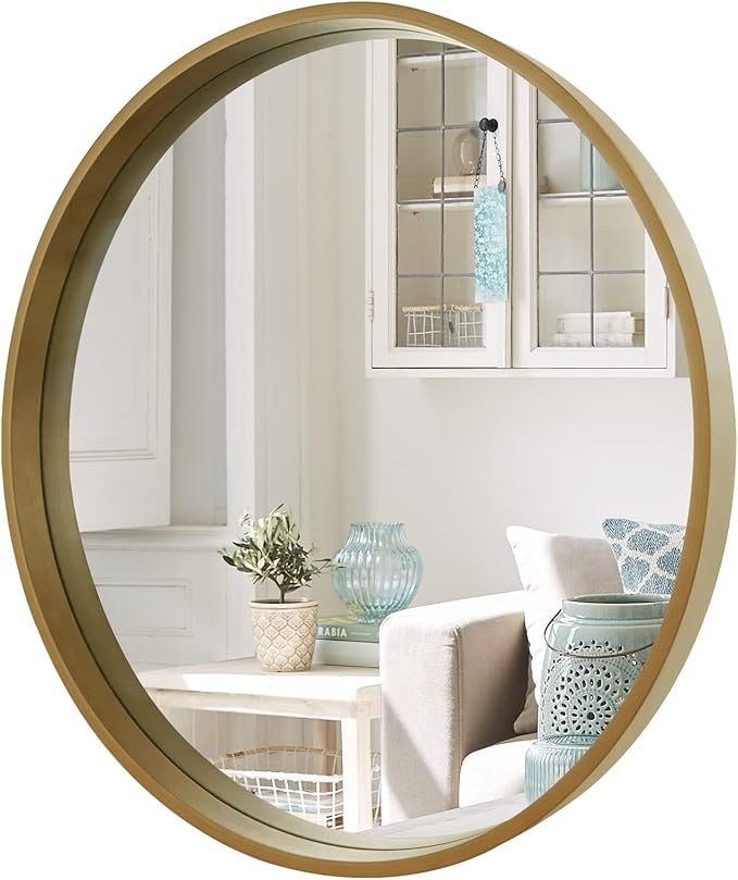 WallBeyond Round Mirror with Wood Frame by WallBeyond