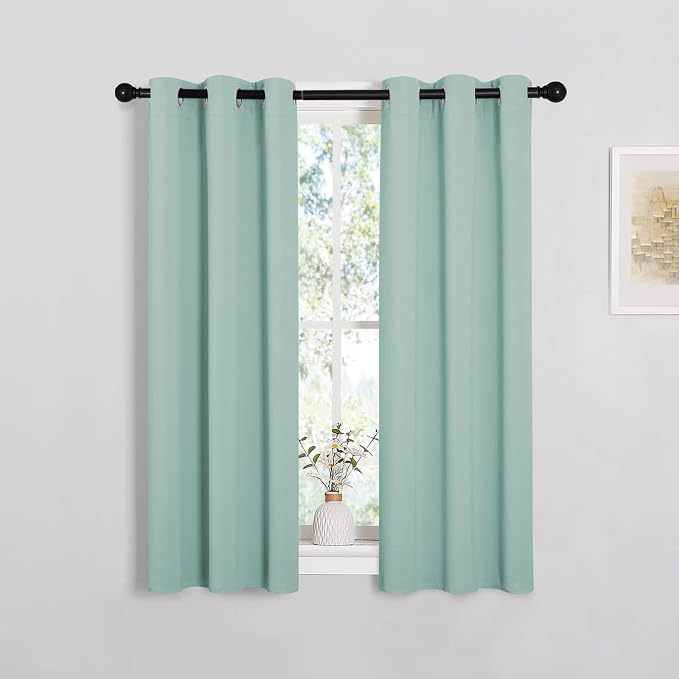 NICETOWN Thermal Insulated Curtains Blackout Draperies, Aqua Blue, 29 by 40 by NICETOWN