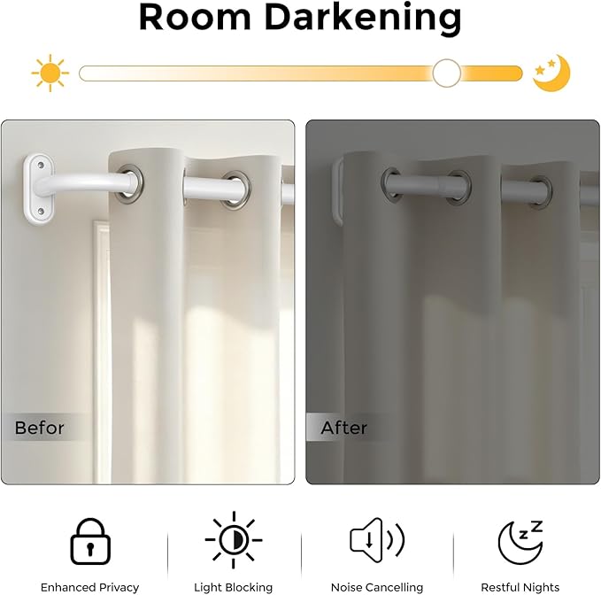 2 Pack Curtain Rods 36-88 Inch, 1 Inch Adjustable Heavy Duty Room Darkening - Image 3