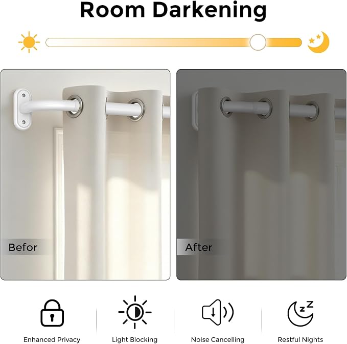 2 Pack Curtain Rods 32-46 Inch, 1 Inch Adjustable Heavy Duty Room Darkening - Image 3