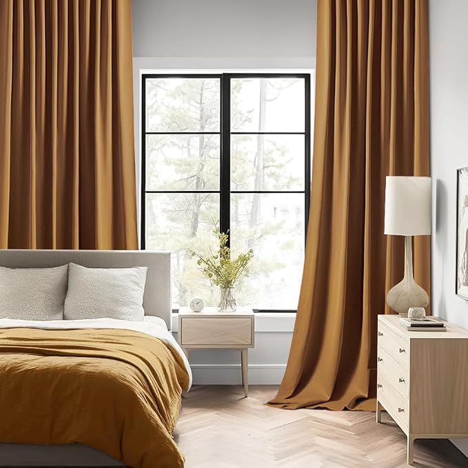 MIULEE Golden Brown Back Tab Blackout Curtains 84 Inch Length 2 Panels Set - Image 2