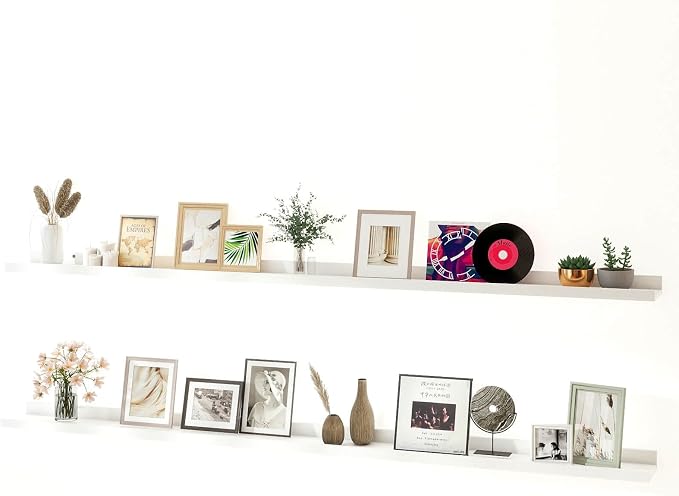White Floating Shelves for Wall Decor, Long Wall Mounted Storage Shelf for by Unknown