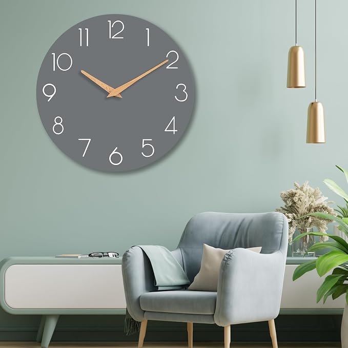 cicininc Wall Clock, 16 Inch Wooden Battery Operated Wall Clocks Silent - Image 5