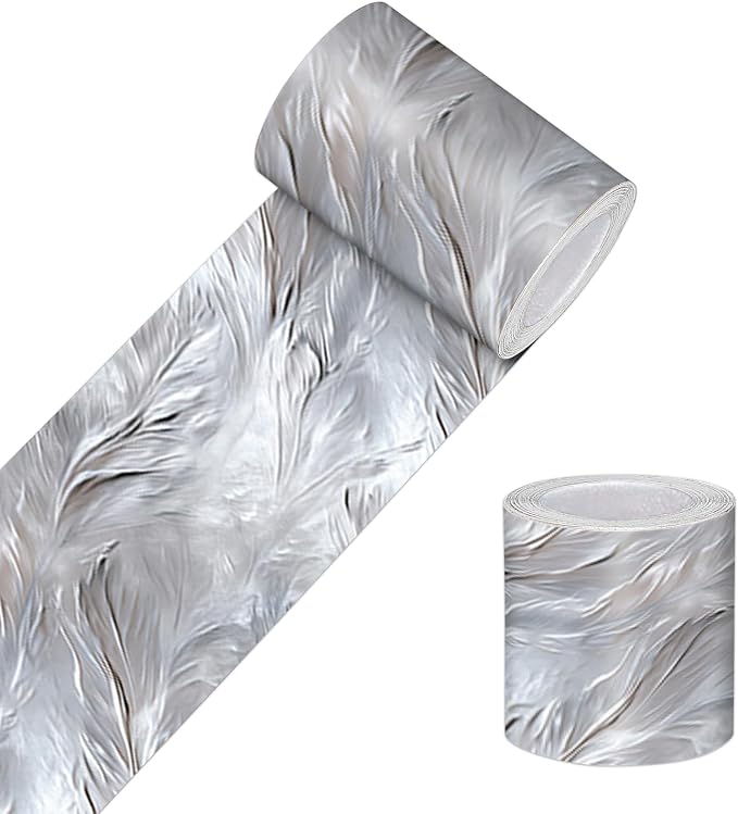 HOMETITUTE Wallpaper Border Peel and Stick Marble Silver Texture Decorative by HOMETITUTE