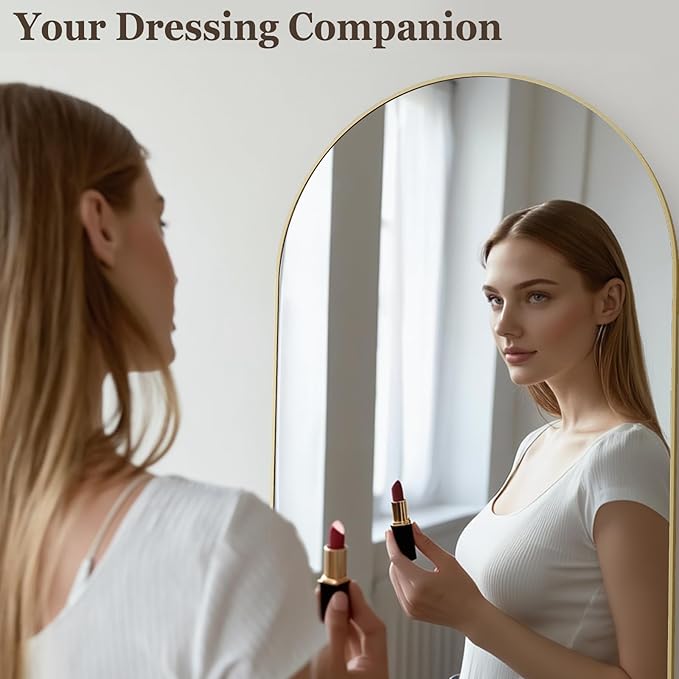 HARRITPURE 64"x21" Arched Full Length Mirror Free Standing Leaning Hanging - Image 3
