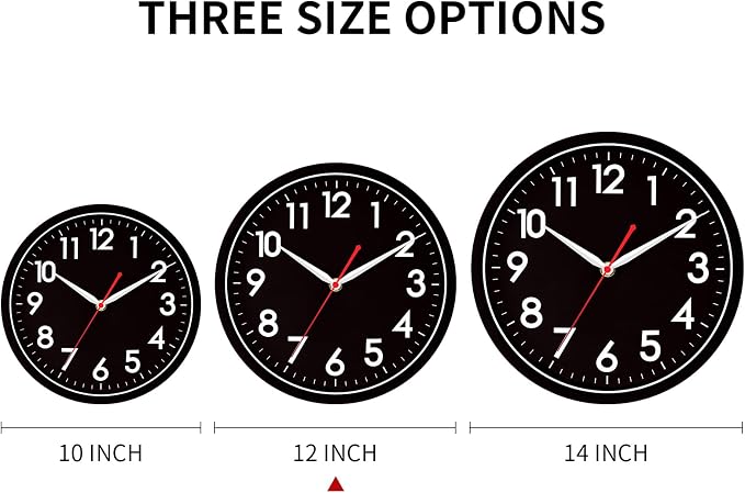 AKCISOT Wall Clock Modern Black Silent Non Ticking Wall Clocks Battery Operated - Image 4