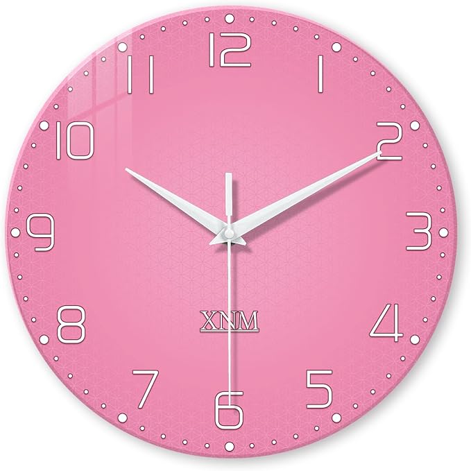 XNM Round Small Wall Clocks Battery Operated 12 Inch Pink Wall Clock by XNMwallclock