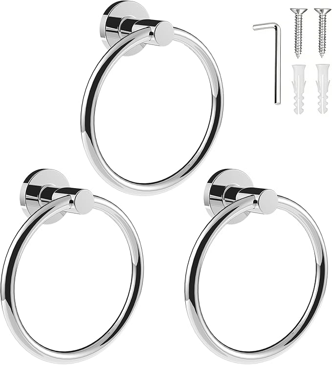 SetSail Towel Holder for Bathroom Wall Screw-in 3 Packs Towel Ring Stainless by SetSail