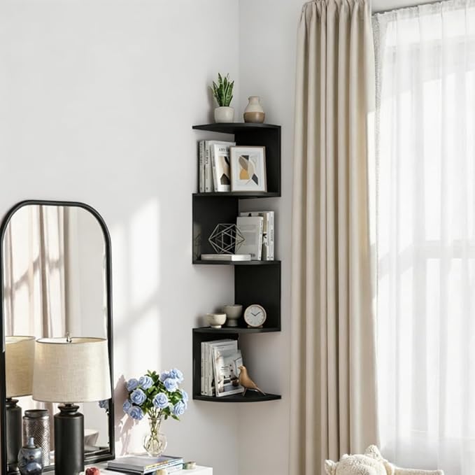5-Tier Floating Corner Shelf Wall Mount, Heavy Duty Wall Corner Bookshelf - Image 2
