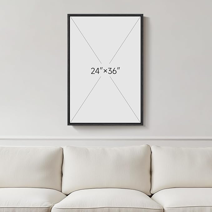 Framed Black and White Abstract Beach Canvas Wall Art, Modern Minimalist Art - Image 3