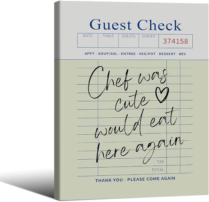 Framed Wall Art Posters Trendy Kitchen Guest Check Prints Chef Was Cute Would by PDFI