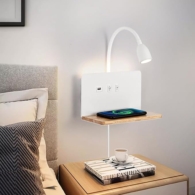 Bedside Wall Sconces with Wireless Charging Station & USB Charging, 3 - Image 6