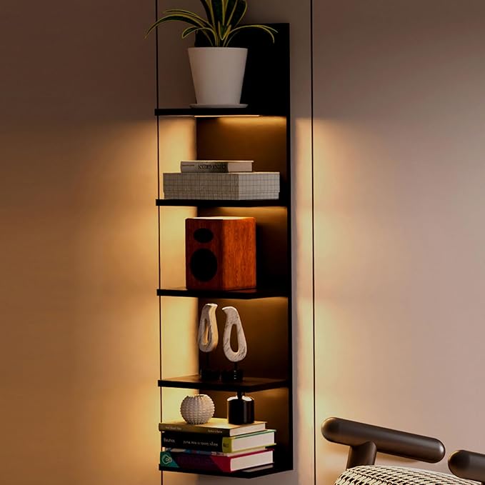 Homaterial 5 Tier Wall Shelf Unit, Wall Mount, Floating Column Home Decor by Homaterial