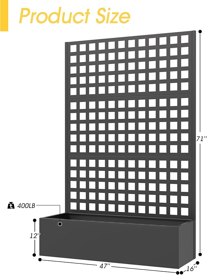 Metal Planter Box with Trellis, Planter Box Trellis with Privacy Screen and - Image 2
