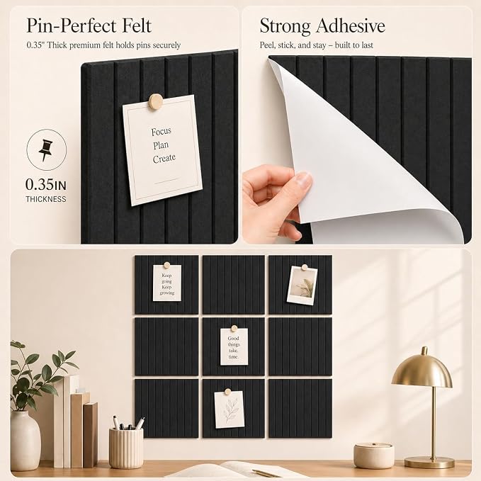 Large Cork Boards for Walls – 36 x 24 Self Adhesive Felt Wall Tiles - Image 3