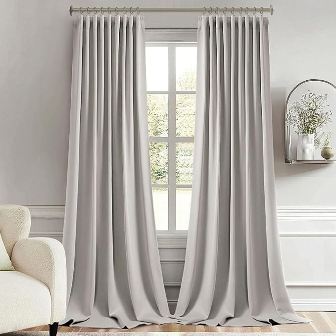 MIULEE Stone Back Tab Blackout Curtains 108 Inch Long 2 Panels Set - Image 8