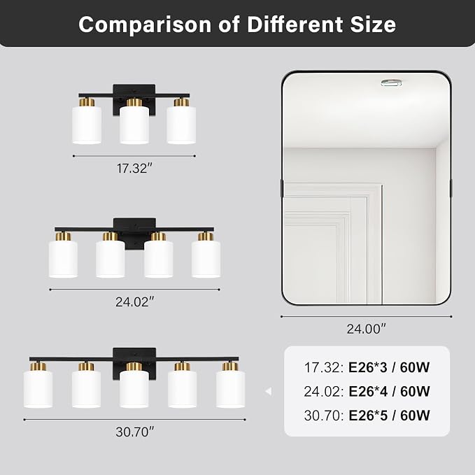 FonmYim Black and Gold Bathroom Light Fixtures, 4-Light Modern Vanity Light - Image 5