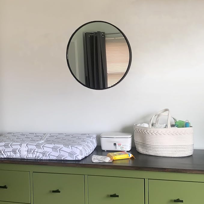 Oruii Black Circle Mirror, 18 inch Round Mirror Metal Frame, Living Room - Image 4