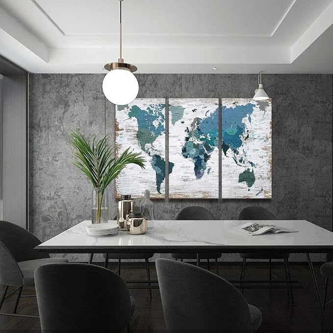 Teal blue Wall Art Watercolor Abstract Wall Decal Large Office Canvas Wall Art - Image 5
