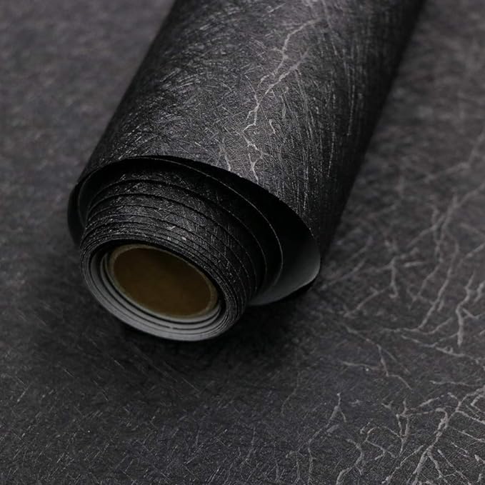 Abyssaly Black Silk Wallpaper Peel and Stick 15.7" X 590.5" Embossed Self by Abyssaly