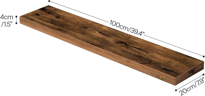 HOOBRO Floating Shelves for Wall, Wall Mounted Shelf Set of 2, 39.4" Hanging - Image 3