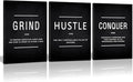 KAWAHONE Inspiration Canvas Wall Art Large, Grind Hustle Conquer Quotes Poster by KAWAHONE