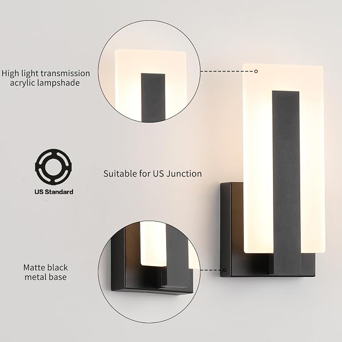 Joosenhouse Modern LED Wall Sconce Dimmable Wall Mounted Lamp Set of 2 - Image 3