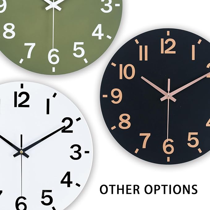 HZDHCLH Wall Clock 8 Inch Silent Non Ticking Wood Battery Operated Black Wooden - Image 4