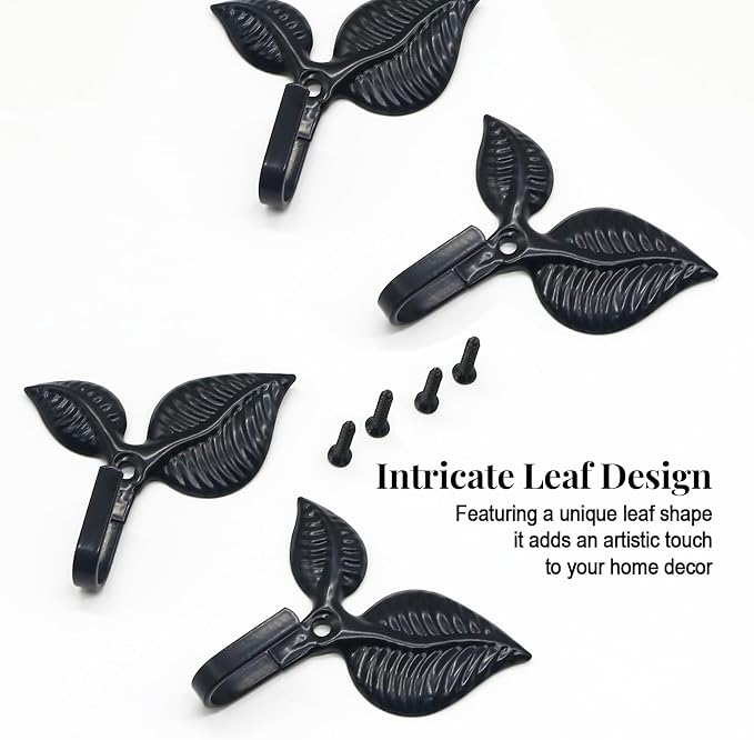 4pcs Iron Leaf Wall Hooks - Image 2