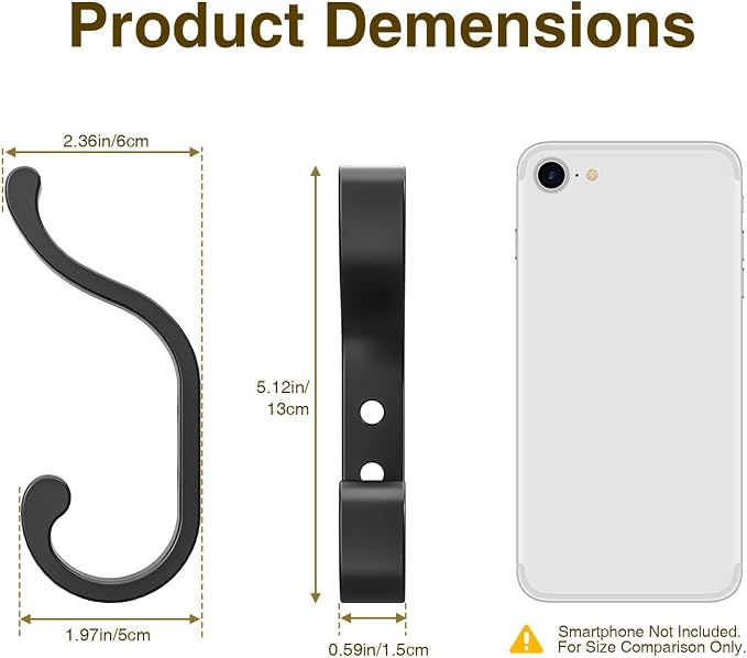bussdis Wall-Mount Coat Hooks, Heavy Duty 30LB Hooks - Image 5