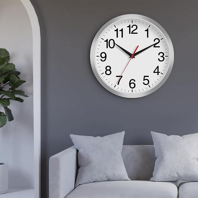 Rohioue 14 Inch Wall Clock Modern Battery Operated Silent Non Ticking Analog - Image 7