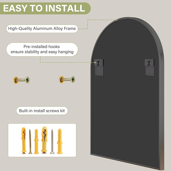 XRAMFY 32"x48" Arched Bathroom Mirror - Image 5