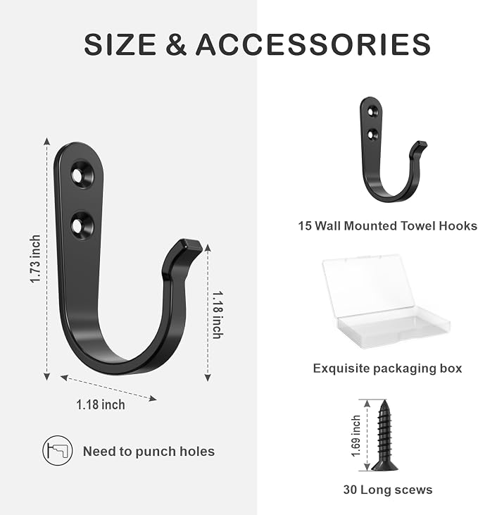 BREYDROK 15PCS Wall Hooks for Hanging - Image 2