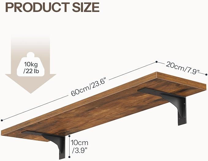 HOOBRO Floating Shelves for Wall, 23.6" Wall Mounted Shelves Set of 2, Hanging - Image 3