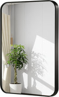 20x30 Inch Black Wall Mirror for Bathroom, Brushed Metal Framed Mirror by JENBELY