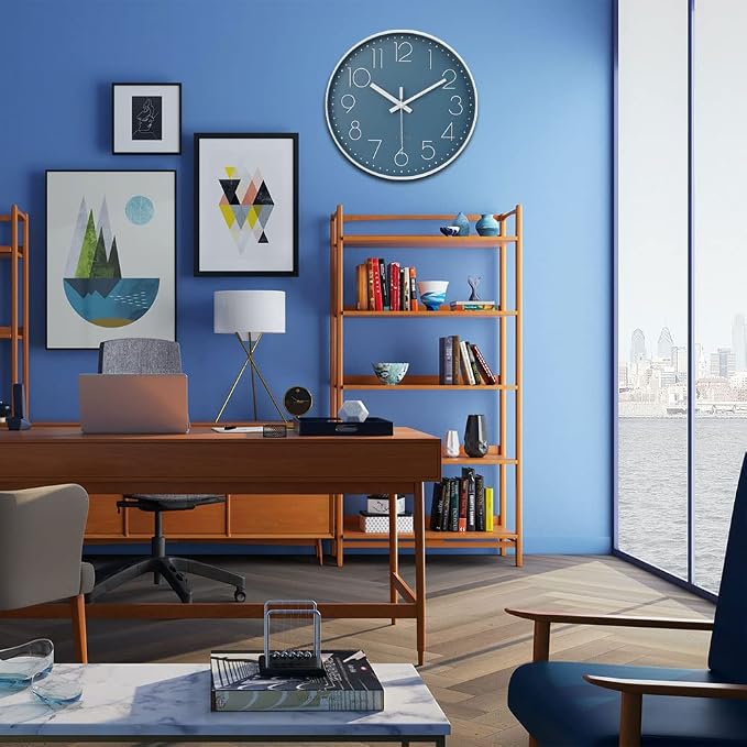jomparis 13 1/2 Inches Blue Wall Clock Modern Style Indoor Outdoor Decor Clocks - Image 3