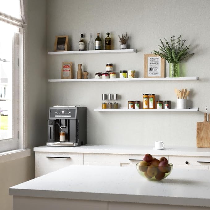 Boswillon 70.9 Inches Long Floating Shelves, 2 Set White Wall Shelf - Image 4
