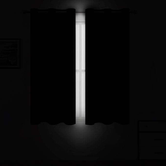 LEMOMO Black Thermal Blackout Curtains/42 x 72 Inch/Set of 2 Panels Room - Image 3