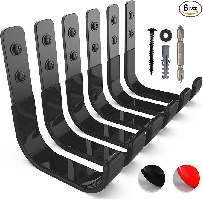 Garage Hooks 4 Inch, 6 Pack Heavy Duty Wall Hooks by SunVFaFa